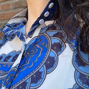 Paisley print blouse blauw.