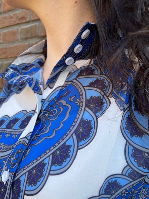 Paisley print blouse blauw.